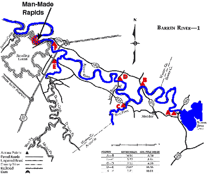 Barren River Dam to Mouth of Drakes Creek Map