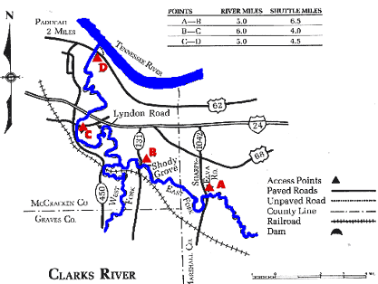 Clarks River East Fork Sharpe-Elva Rd. to Mouth of Clarks River Map