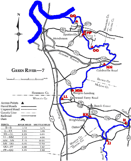 Green River Mouth of Pond River to the Ohio River Map