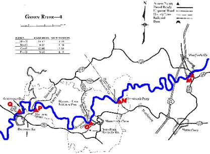 Green River Munfordville to Houchins Ferry Map