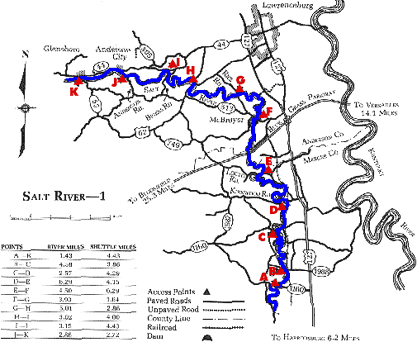 Salt River KY 1160 Bridge to Glensboro Map