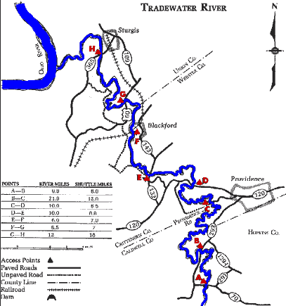 Tradewater River KY 70 to Ohio River Map