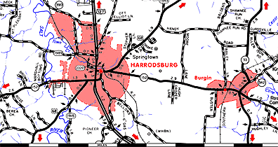 Harrodsburg Map